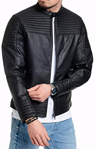 JACK & JONES Herren Kunstlederjacke Jacke JCOSMITH Biker Jacket, Gr. X-Large, Schwarz (Black Fit:ONE)