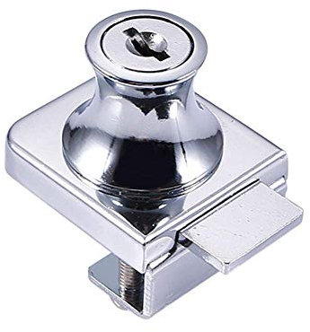 Serrure en alliage de zinc pour porte en verre de 5-8 mm, sans perçage, avec 2 clés