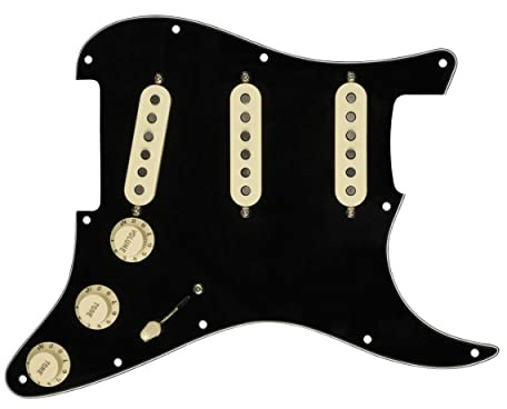 Fender Pre-Wired Strat Pickguard, Custom Shop Custom '69 SSS, Black 11 Hole PG