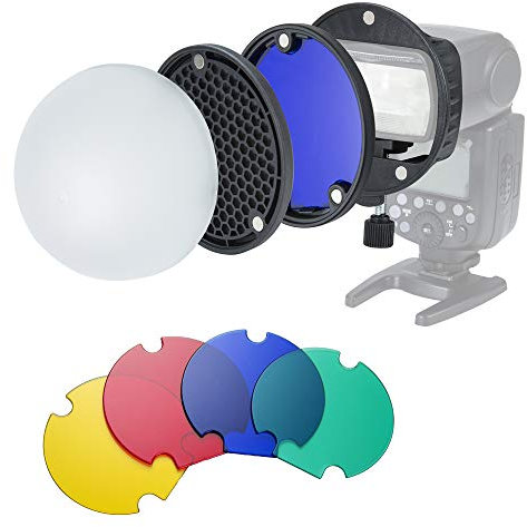 INSSTRO Kit de Accesorios para Flash Magnético Universal, Filtro de Color Softbox Honeycomb Grid para Flash Canon, Nikon, Godox, YONGNUO Speedlite