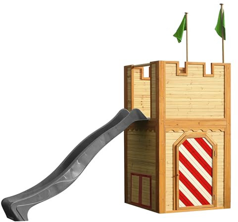 AXI Arthur Maison Enfant avec Toboggan Gris | Aire de Jeux pour l'extérieur | Maisonnette/Cabane de Jeu en Bois FSC