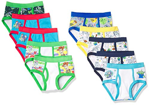 Disney Boys Pixar Toy Story 100% Cotton Brief Multipacks with Woody, Buzz, Rex, Forky and More in Sizes 2/3T, 4T, 4, 6 & 8, 10-Pack Classic, 2-3T
