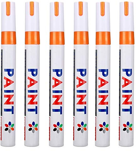 Reifen Stift Reifenmarker Auto Motorrad Fahrradreifen Reifenstift Marker Beschriftung wasserfest sarachen (ORANG, 6x Stück)