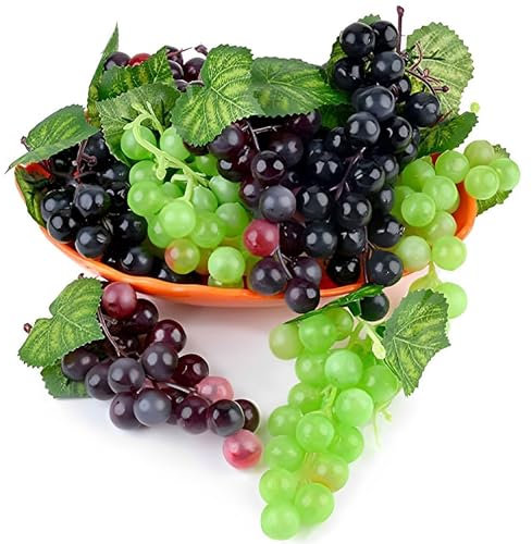 LATRAT 9 Stück Künstliche weintrauben Trauben kunstobst Obst Dekoration, Deko Kunststoff Weintrauben Wein Trauben Kunstobst Plastikobst künstliches Obst Gemüse Dekoration