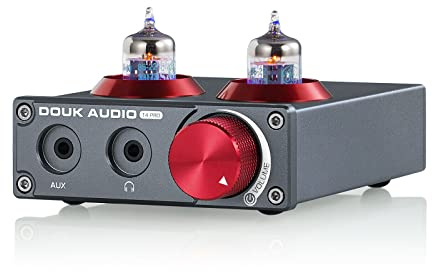 Douk Audio T4 PRO Vacuum Tube Phono Preamp, MM Turntable Preamplifier, GE5654 Hi-Fi Headphone Amp for Home Theater/Record Player/Stereo Amplifier/Active Speaker