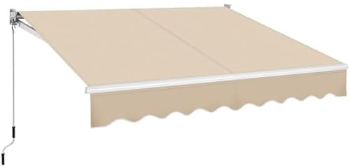 Yaheetech Store Banne de Balcon Auvent Rétractable avec Tissu Résistant aux UV et à l'eau pour Restaurant Fenêtre Porte 250 x 200 cm Beige