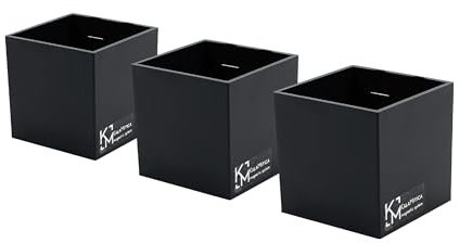 KalaMitica - Set of 3 Magnetic Cubes 6.5 cm - Black - Storage Boxes or Magnetic Cachepots with Powerful Magnet for Wall Magnetic Boards