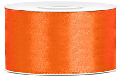 Nastro di raso arancione 50mm x 25 metri – Nastro per fiocchi extra largo per grandi fiocchi, nappe per sedie e confezione regalo, nastro decorativo per matrimonio, inaugurazione, floristica e fai da
