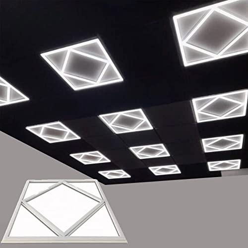 Auctionzltd LED Ceiling Panel Light – 15 Pack Recessed Diamond Edge-Lit Frame 600x600-3-in-1 Edge Lit Panel Light Cool White 6500K 40W + 40W - Suspended Ceiling Lights for Offices, Shops