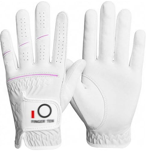 AXKAL Golfhandskar kvinnor damer vänster hand höger mikrofiber syntetisk alla väder värdepaket, dam golfhandskar andas mjuk stretch passform svettabsorberande (vit, S, vänster)