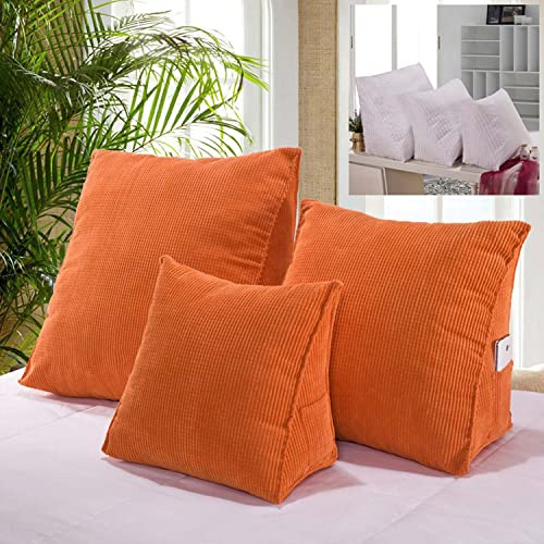 Kongdson Cojín de pana para el respaldo, almohada de lectura para sofá cama, cojín de apoyo de espalda de cintura, almohada de descanso de posicionamiento de madera, funda extraíble