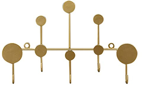 Tongdejing Ganci Appendiabiti da Parete, Appendiabiti da Parete Guardaroba Stile Nordico con 5 Ganci Facile Installazione Portabiti Arte in Ferro (Oro)