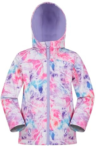 Mountain Warehouse Exodus Kids Softshell Jacket - Breathable Childrens Jacket, Water Resistant Girls Coat, Fleece Lined Boys Hoodie, Wind Resistant - For Spring Summer Bright Pink Kids Size 7-8 Years