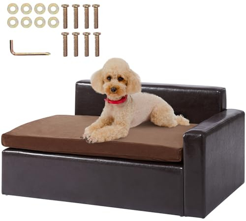 VEVOR Haustiersofa, Hundecouch für mittelgroße Hunde und Katzen, Hundesofabett aus weichem Leder, 50 kg belastbares Katzensofa 710 x 505 x 335 mm