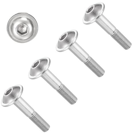 TERF® Tornillos hexagonales M8 x 60 mm, cabeza de botón, alta resistencia, grado 10,9, tornillo de máquina M8 (8 mm) x 60 mm, tornillos hexagonales de brida hexagonal, paquete de 4