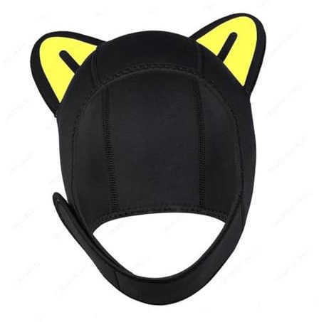 rockible Tauchhaube Kappe, Niedliche Neoprenhaube Tauchhaube, Surfkappe Neopren Tauchanzug Haube, Wetsuit Hood Durable Stretchy Diving Cap für Segeln Kajak Kanu, Schwarz gelbes Ohr M