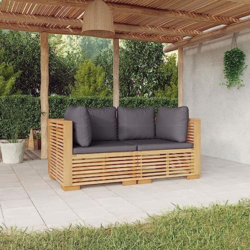 KATERYY Sofá Esquina jardín con Cojines 2 Piezas Madera Maciza Teca,Sofá de Esquina de Madera para Exterior | Cómodo y Duradero para Jardín, Terraza y Patio Conjuntos de Muebles de Jardín