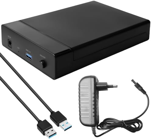 Behogan Festplatten Docking Station: Festplattengehäuse, USB3.0 USB-A & USB-C fur 2,5 3,5 Zoll SATA HDD & SSD, 5Gbps Festplatten Adapter Unterstützt UASP