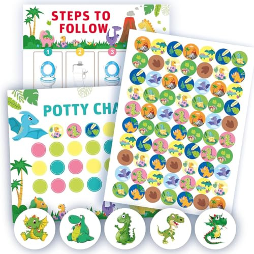 GGUFAY Tableau De Recompense pour Enfant, Apprentissage De La Propreté, Tableau de Récompenses pour l'apprentissage de la Propreté avec Autocollants Dinosaures