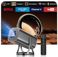 Mini Beamer Unterstützt 4K 1080P, Mini Projektor Android 12.0 mit 22000L WiFi 6 und Bluetooth 5.4, Heimkino Smart Beamer mit Auto Keystone Handy 270 Grad Drehen für PC/HDMI/USB/TF Karte