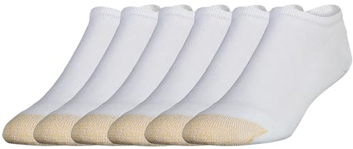GOLDTOE Men's 656F Cotton No Show Athletic Socks, Multipairs, White (6-Pairs), Large