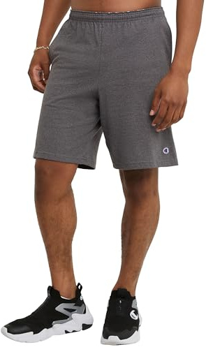 Champion Men's Jersey Short with Pockets Shorts, Granite Heather, S