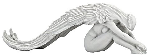 Design Toscano Ange de Grâce Étendu Statue de Jardin, 61 cm, polyrésine, pierre antique
