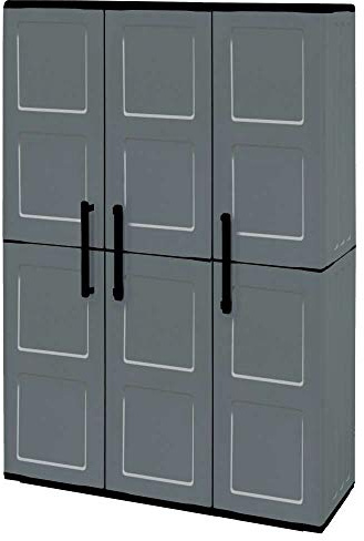 Armoire pleine hauteur en polypropylène, matériau recyclable et écologique durable, est équipé de charnières en acier et d'étagères réglables, dimensions L 1020 x P370 x H 1.630 mm.