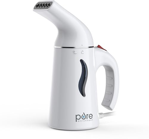 Pure Enrichment PureSteam Portable Fabric Steamer - Handheld Travel Garment Steamer Removes Wrinkles & is Safe on All Fabrics - Fast-Heating, Lightweight, Auto Safety Shut-Off, & Long Cord (White)