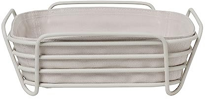 Blomus -DELARA- Brotkorb Size L, quadratisch, herausnehmbare Stofftasche, stilvolles Design, 26 x 26 cm, Farbe Moonbeam (64075)