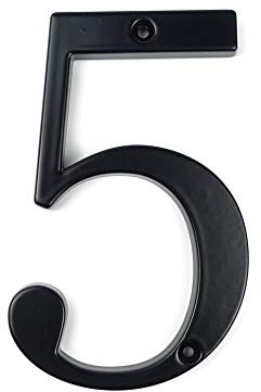 HASWARE House Number Sign 4 inch Modern Door Numbers Signage Plaque Street Home Address Numerals Zinc Alloy (5, Black)