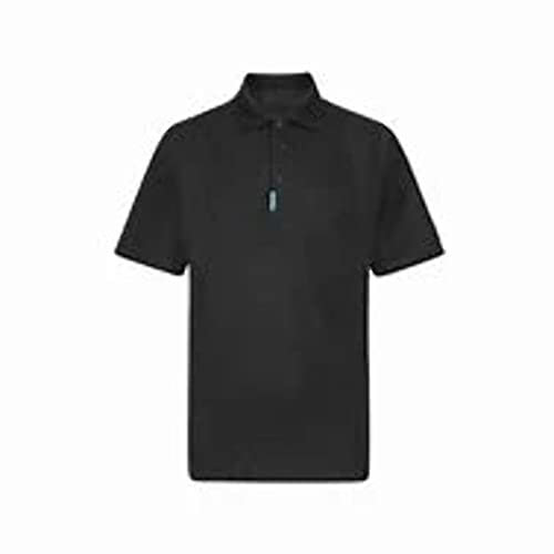 Portwest T722 Eco Polo Shirt WX3 Mens Short Sleeve Breathable Hypoallergenic Top Corporate Smart Active Fit Workwear, Black, Large