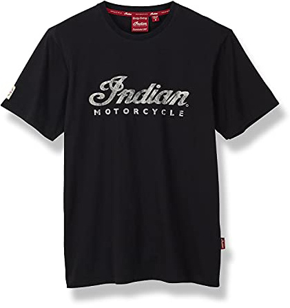 Indian Motorcycle Men's Script Logo T-Shirt, Black, 100% Cotton, Classic Fit, Branded Details - 2861933,Black,XL
