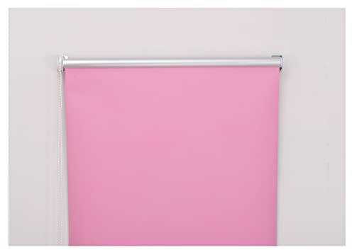 Thermal Insulated Blackout Fabric Roller Blinds, Easy Fit Room Darkening Shades Fittings Included Pink (Width 240cm x Length 210cm, Blackout, Pink) (BK004)
