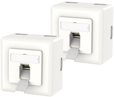 VCELINK Netzwerkdose Netzwerkdose Aufputz für CAT6A CAT6 CAT5 Netzwerkdose Aufputz mit 1X RJ45 Port Geschirmte Lan Dose 10Gbps IA/TIA 568A&B 8P8C Weiß 2 Stück