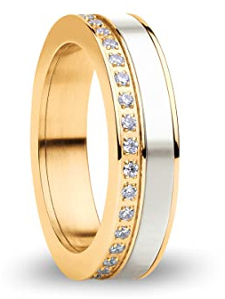BERING Arctic Symphony Collection Douro 8 Anillo para mujer de acero inoxidable con acabado en tono oro rosa brillante