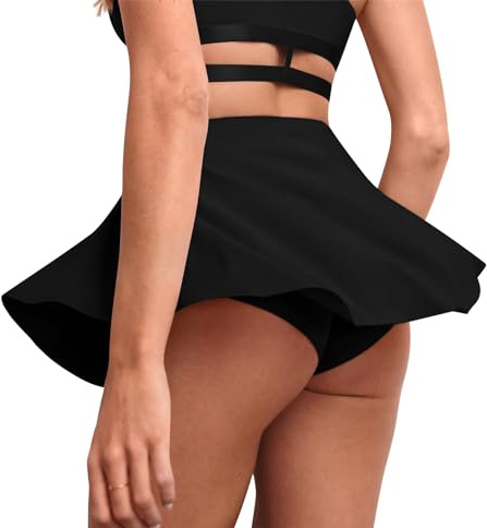 Women Sexy Role Play Y2K Skirt Butterfly Cheeky Pole Dance Booty Shorts Rave Outfits Mini Skirts Black S