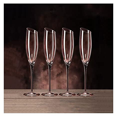 Coppe da champagne Set di 4 bicchieri da champagne inclinati, bicchieri da spumante di lusso leggeri, flute da champagne in cristallo for la casa, regalo for matrimonio, anniversario, Natale Flauti da