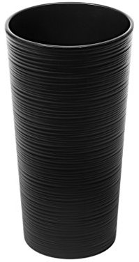 Textured Flower Pot with Insert - Indoor/Outdoor Tall Planter (Black, 25cm x 46cm)