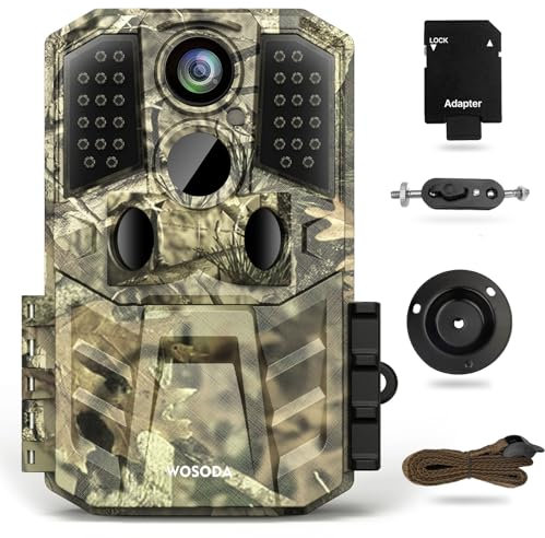 WOSODA Wildkamera 30MP Tierkamera mit Bewegungsmelder, 1920P Nachtsichtkamera 0.2s Schnelle Trigger Wildtierkamera Outdoor IP66 Trail Camera für Tierbeobachtung mit 32 GB SD Karte