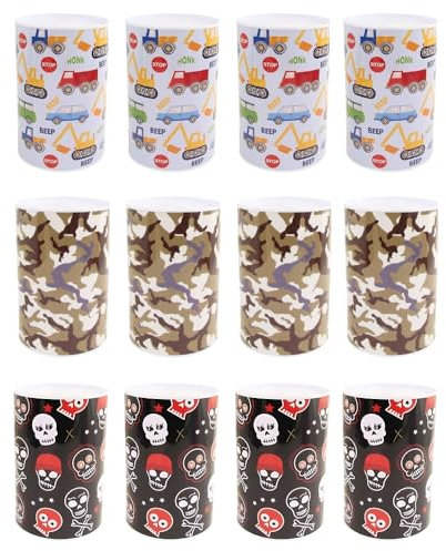 FabFinds Money Tin Box Cant Open Tin Money Box for Kids Adults 12 Pack (Camoflauge Black & Sky blue)