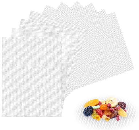 10 Stück Dörrfolie, Silikon Dauerbackfolie für Dörrautomat 37 x 29 cm, Antihaft Lebensmittel Dehydrator Blätter für Rechteckige/Runden Dörren, Backen, Gebäck