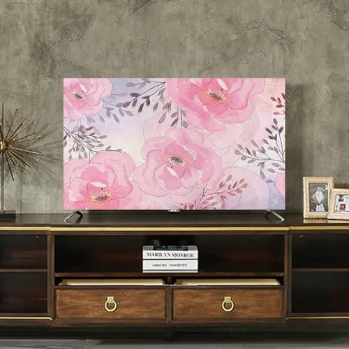Indoor TV Dust Cover Floral Print TV Dust Cover Smooth Anti Slip TV Screen Protector Case For Wall Mounted Desktop Curved Screen TV Cover(Size:80IN(W187xH110CM),Color:B)