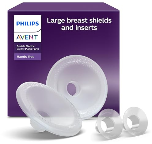 Philips AVENT freihändige Brusthauben (28 mm) und Einsätze (26 mm) für elektrische Milchpumpen und einzigartige SkinSense Brusthauben, kompatibel mit den freihändigen Auffangbechern, SCF552/11