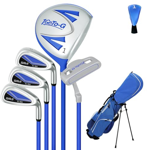1GoTo-G Kids Golf Clubs Set, Youth Golf Clubs Junior Set Ages 9-12 Includes Stand Bag, 1# Drive, 7#, 9# PW# Irons and Putter Right Hand for Boys Girls
