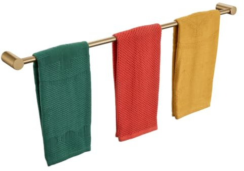 KOKOSIRI Towel Bar Champagne Bronze 32'' Bath Towel Rack Holders Single Rail for Bathroom Wall Mounted Stainless Steel Bathroom Hardware, B4007CPG-L32