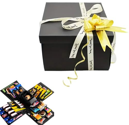 Überraschung Box mit Klebeband und Band, 5-Lagige Kreative Explosionsbox Geschenkbox, DIY Handgemachte Überraschung Box für Geburtstag, Valentinstagsgeschenke, Hochzeitstag