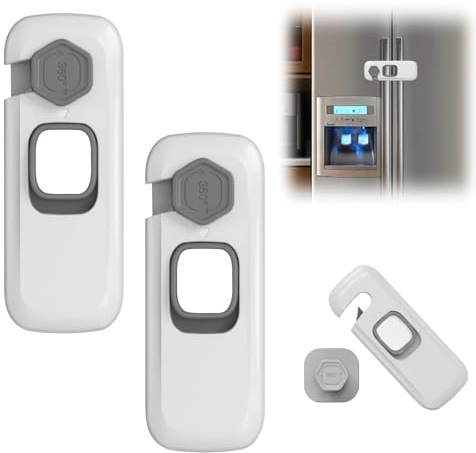 LUMOOM 2 cierres de seguridad para armarios de niños, cierre de seguridad para frigorífico, para muebles, ventanas, niños (gris)