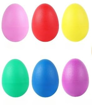 6 Plastic Egg Shakers 5.5cm Assorted Colours - Hand Percussion Musical Instrument