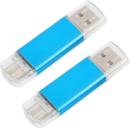 Juego de 2 unidades USB C USB 256 MB, Dual USB 2.0 OTG Flash Drive tipo C y USB A para smartphone, tableta, ordenador portátil, PC, coche, Plug & Play, compacto, azul